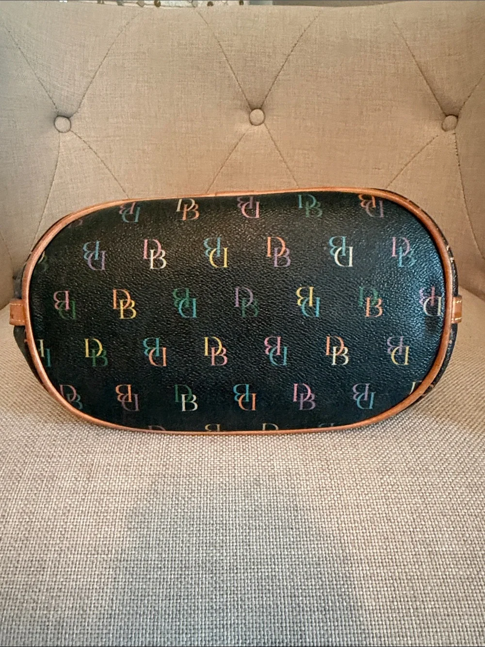 Dooney & Bourke Black Rainbow DB Logo Leather Hobo